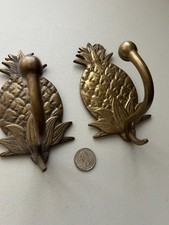 Vintage Pair Pineapple Cast Iron Coat Hooks Made in India 6x3