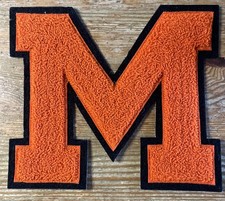 Vintage M Varsity Letter Orange Black High School Athletics Award VTG picture