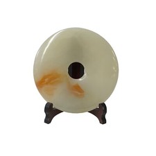 Natural White Brown Onyx Stone Round Fengshui Home Decor Display ws3178 picture