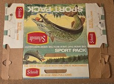 1975 Schmidt Beer Sport Pack Northern Pike 12 Pack Cardboard Case Sign Flat picture