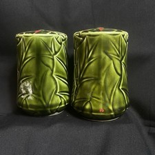 Christmas Poinsettia, Large Salt and Pepper Shakers. Ceramic From Japan. picture