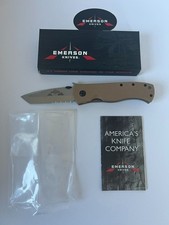 Emerson Knives CQC-7V SFS Tanto Wave Folding Knife Tan G10 Satin Serrated USA Bo picture