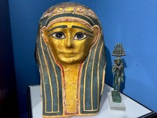 AUTHENTIC 1st CENTURY BC EGYPTIAN GILT CARTONNAGE MUMMY MASK ARTIFACT EGYPT picture