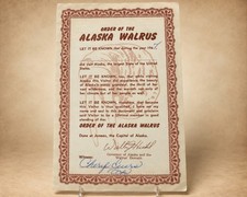 1967 Alaska Walrus Certificate Signed Gov Walter J Hickel Alaska Ephemera picture