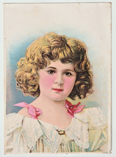Victorian Trade Card 1880's Beautiful Rosy Cheeked Young Girl    5x7 picture