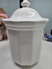 Pfaltzgraff Stoneware Heritage White Canister W/Lid 9.5” Tea Canister VINTAGE picture
