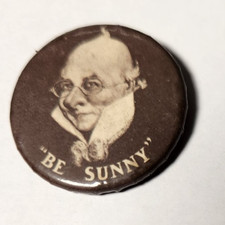 Vintage Be Sunny Sunny Jim Force Cereal Pinback Button Whitehead Hoag EUC picture