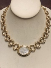 VINTAGE MONET NOS NWT GOLD TONE FAUX MOTHER OF PEARL 16