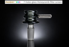 Phoenix ⭐ 14mm Thick Glass Bowl Transparent Black Honeycomb Screen 🔥💨💥🚀🪐 🌌 picture