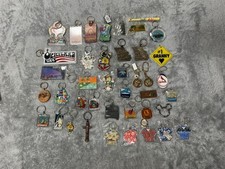 #2 VINTAGE KEYCHAIN LOT OF 41 ADVERTISING METAL TRAVEL DESTINATIONS KEY CHAIN picture