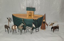 Vintage Noah’s Ark & Animals Metal Handmade Folk Art #5831 picture