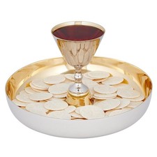 Intinction Set Subury Brass Nickel Plated Christian Communion Collectible picture
