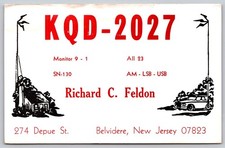 Vintage KQD-2027 CB Radio QSL Postcard - Belvidere, NJ - 1971 B40 picture