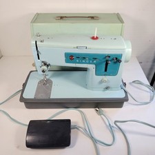 Singer 347 Robin-Egg Blue Sewing Machine Vintage 1964 England w/ Pedal READ picture