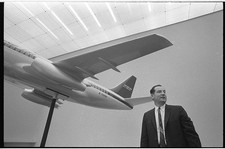 Photo:Seattle Washington USA 1966 Boeing 747 model aircraft with man picture