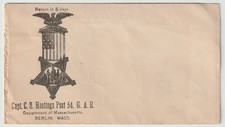 Antique GAR Cover Capt CS Hastings Post 54 Berlin MA Civil War Veterans Unused picture