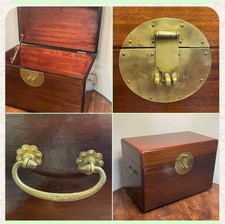 Antique Vintage Chinese Chest Trunk Ming Style Brass Hardware Wood Box Rare picture