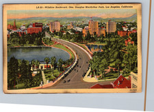 c1940s Wilshire Blvd MacArthur Park Los Angeles CA Western Postcard picture