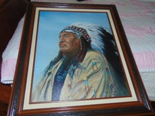 Oil On Canvas Indian Chief Clarence Burke of Umatilla & Yakima Tribes M Shaw  picture