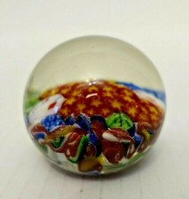 432e VINTAGE ART GLASS MILLEFIORI PAPERWEIGHT --1 3/4 x 2 inches picture