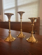 Vintage Dansk Brass Candle Holders Set of 3 picture