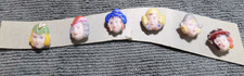 6 Vintage Antique Set of Glass Buttons GIRL FACES FROM AROUND THE WORLD picture