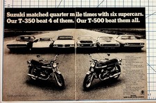 Vintage Suzuki T-350 T-500 Motorcycle Ad Muscle Cars Magazine Print picture