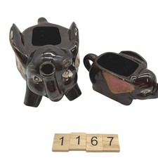 Japanese Vintage Elephant Mini Planter Set of 2 brown picture