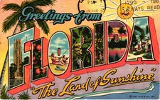 Greetings from Florida Large Letter Linen Postcard 1965 Curt Teich Posted picture