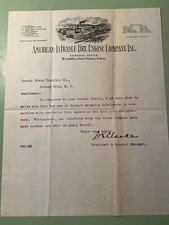 c. 1915 AMERICAN LA FRANCE FIRE ENGINE LETTER - President J. R. Clarke Elmira NY picture