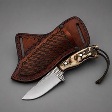 Hand Forged Rasp Steel Bull Cutter Knife: Full Tang Cowboy Knife with Holster. picture