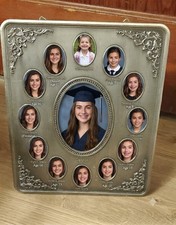 Vintage ESC Pewter School Years Picture Frame 12x10 Heavy Metal Collage K-12 picture