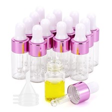 Kesell 15Pcs 3ml Glass Dropper Bottles, Pink Aluminum Caps picture