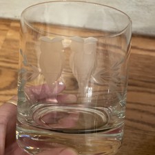 3 Vintage Etched Owls Whiskey Glasses Barware 1960-70’s Lowball Heavy Bottomed picture