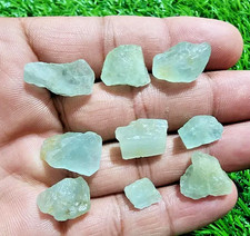 9Pcs Glowing Aquamarine Gemstone Rough Lot 9-18mm Aquamarine Raw Stone Bulk picture