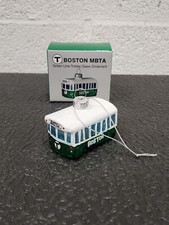 T Boston MBTA Green Line Trolley Glass Ornament NIB picture