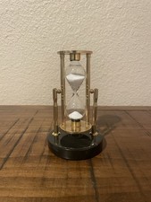 Vintage Brass Rotating Hourglass on Marble Base picture
