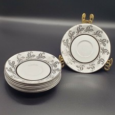 Alfred Meakin England Glo-White 8 Pc saucer set White Gold silver picture
