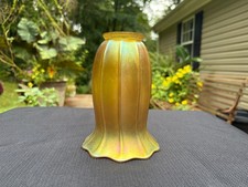 6'' Antique Signed Steuben Gold Aurene Tulip Shaped Art Glass Shades c1920 picture