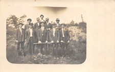 1910s RPPC Real Photo Postcard Large Group Men Standing Outside Holdings Canes picture