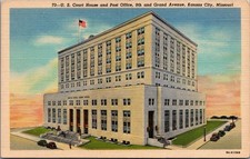 Kansas City MO US Court House Post Office 9th & Grand Curteich Art-Colortone picture