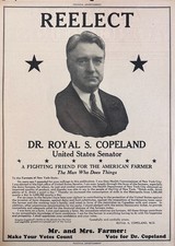 1928 Campaign Ad - Dr. Royal S. Copeland for US Senate - New York - Ad #2233 picture