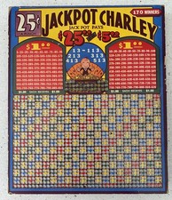 Vintage Jackpot Charley Punchboard Gambling Board 25c Punch Counter Advertising picture
