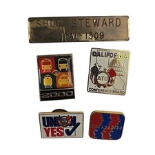 Vintage Union Pins Bundle ATU Local 1309 Shop Steward California Transit Labor picture