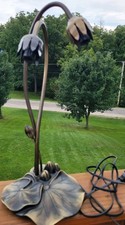 VTG Tulip Lily Pad Table Lamp Base 2 Arm Art Nouveau Style Works No shades READ picture