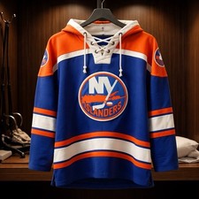 47 Brand New York Islanders Lacer Hoodie Mens Large Blue NHL Lace Up picture