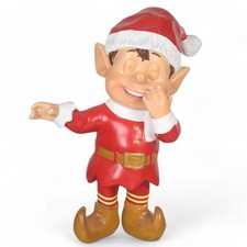 Laughing Santa Elf Statue 3FT Large Christmas Decor Indoor Outdoor Red Elf picture