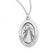 Sterling Silver Jesus Christ I Trust In You Pendant Medal Necklace With Chain picture