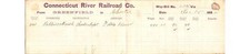 CT River Railroad Waybill 1882 Greenfield MA to NH Freight Flour Document picture