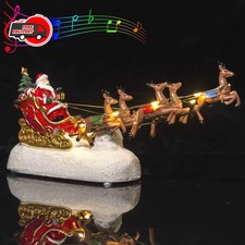 Christmas Santa Claus Sleigh with Reindeer Figurine LED Light Holiday Decor Gift picture